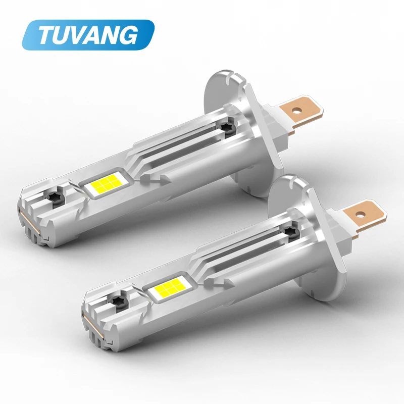

2x Single plug H1 LED Headlight Bulbs Fog Lamp Big CSP 12000Lm 6500k Cold Warm White Light Plug and Play Very Bright Mini Size