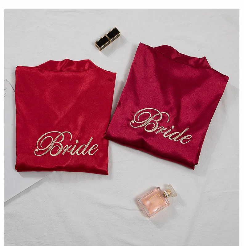 Satin Bride Bridal Robe Dressing Gown Ladies Nightgown Bridesmaid Robes Wedding Robe Bathrobe Silk Robes for Women