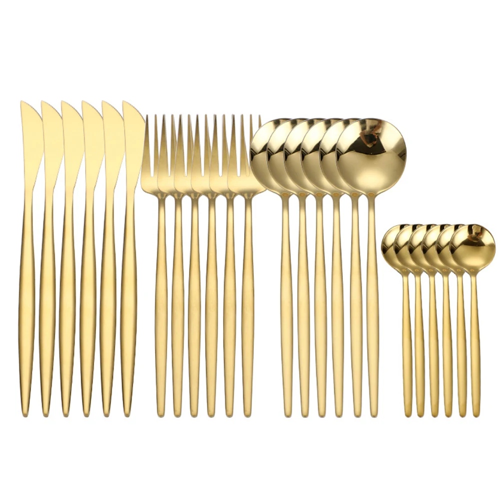 

24 шт., набор столовых приборов из нержавеющей стали