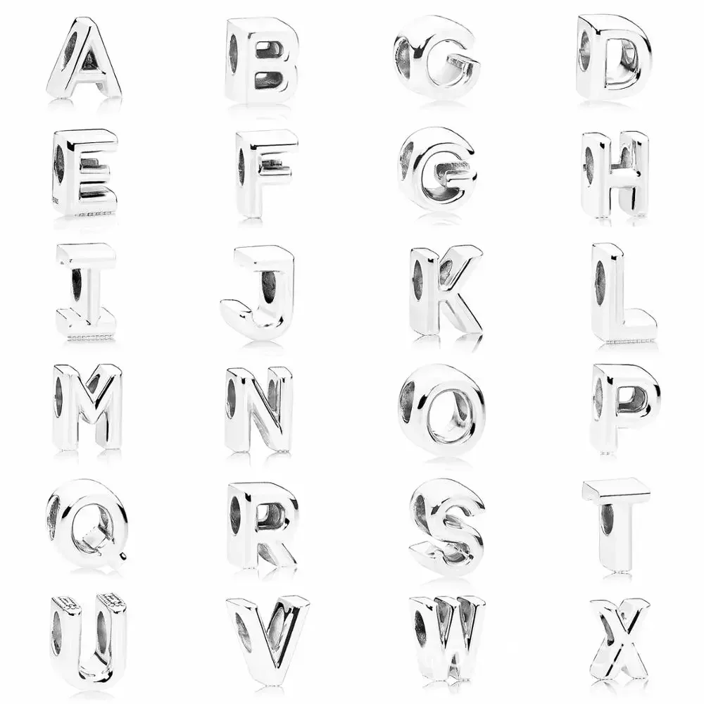 НОВЫЕ 100% стерлингового серебра 925 пробы A-Z 26 подвесные бусины с английскими