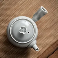 Ice Gray Glaze Lotus Fragrance Side Handle Pot Japanese Ceramic Kung Fu Little Teapot Single Teapot Tea Making Device Tea Kettle