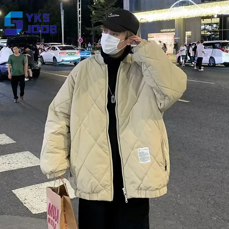 

Vintage Cotton Padding Men's Baseball Collar Harajuku Loose Zip Up Windproof Warm Jacket Casual Trendy Hip Hop Unisex Streetwear