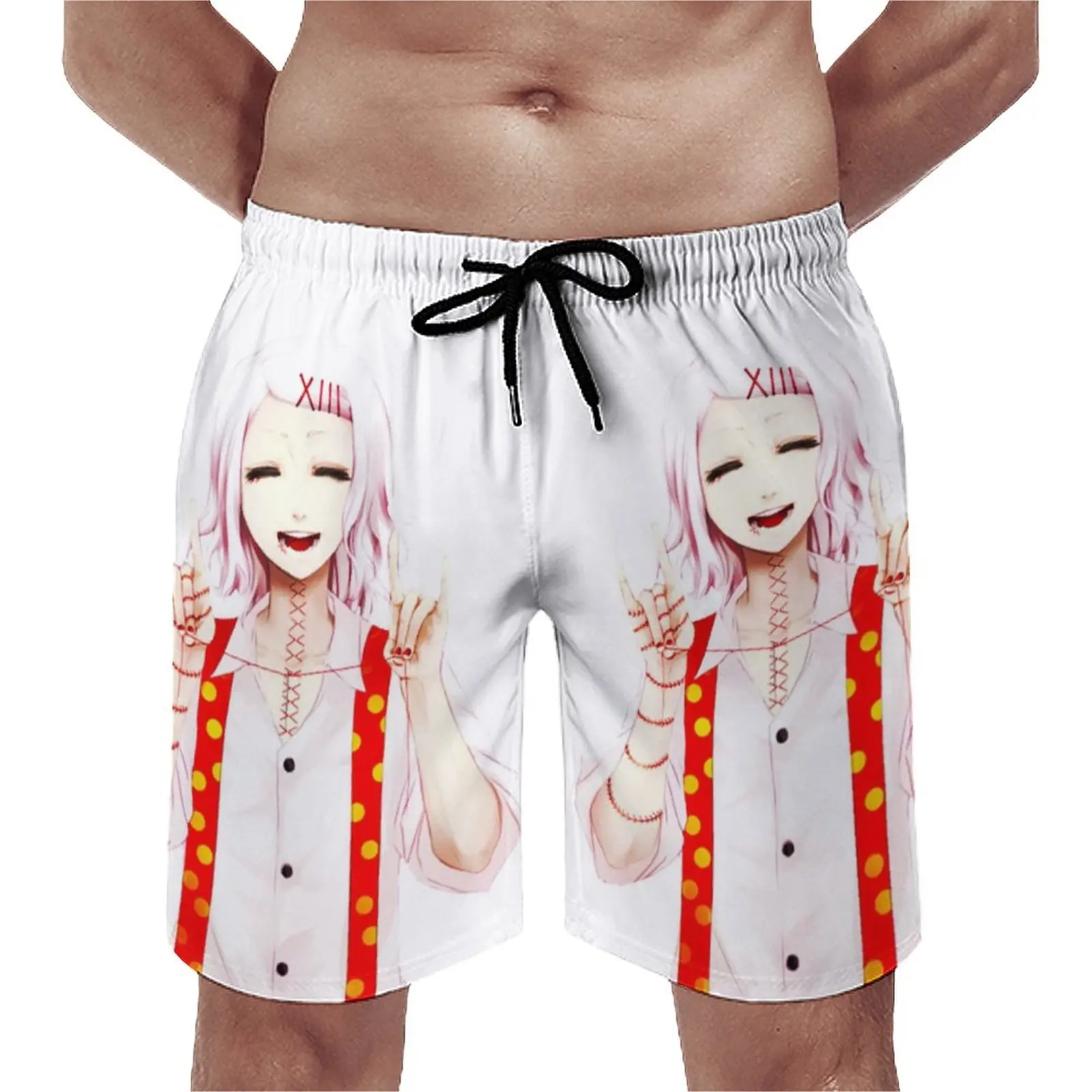 

Juuzou Suzuya Happy Smile Board Shorts Hot Tokyo Ghoul Custom Beach Short Pants Men Elastic Waist Comfortable Swim Trunks