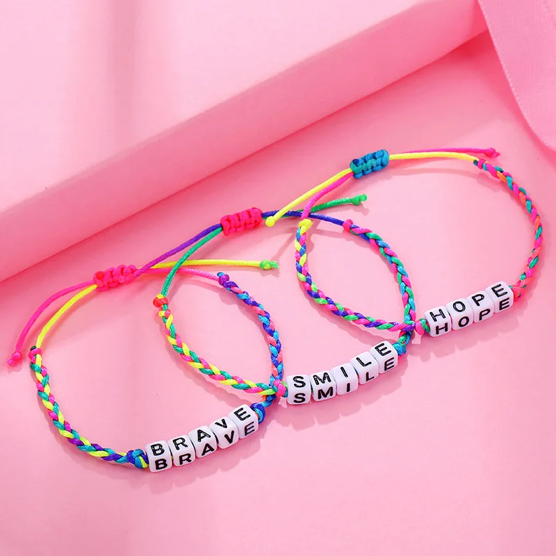 

Fashion Women Men Best Friend Letter Charms Bead Bracelet Adjustable Rope Chain bracelet for Girl Kids Jewelry Gift