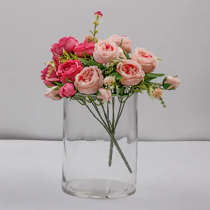 

30CM Fake Roses Silk Peony Artificial Flowers Cheap New Year's Christmas Decorations Vase for Home Wedding Bridal Bouquet Indoor