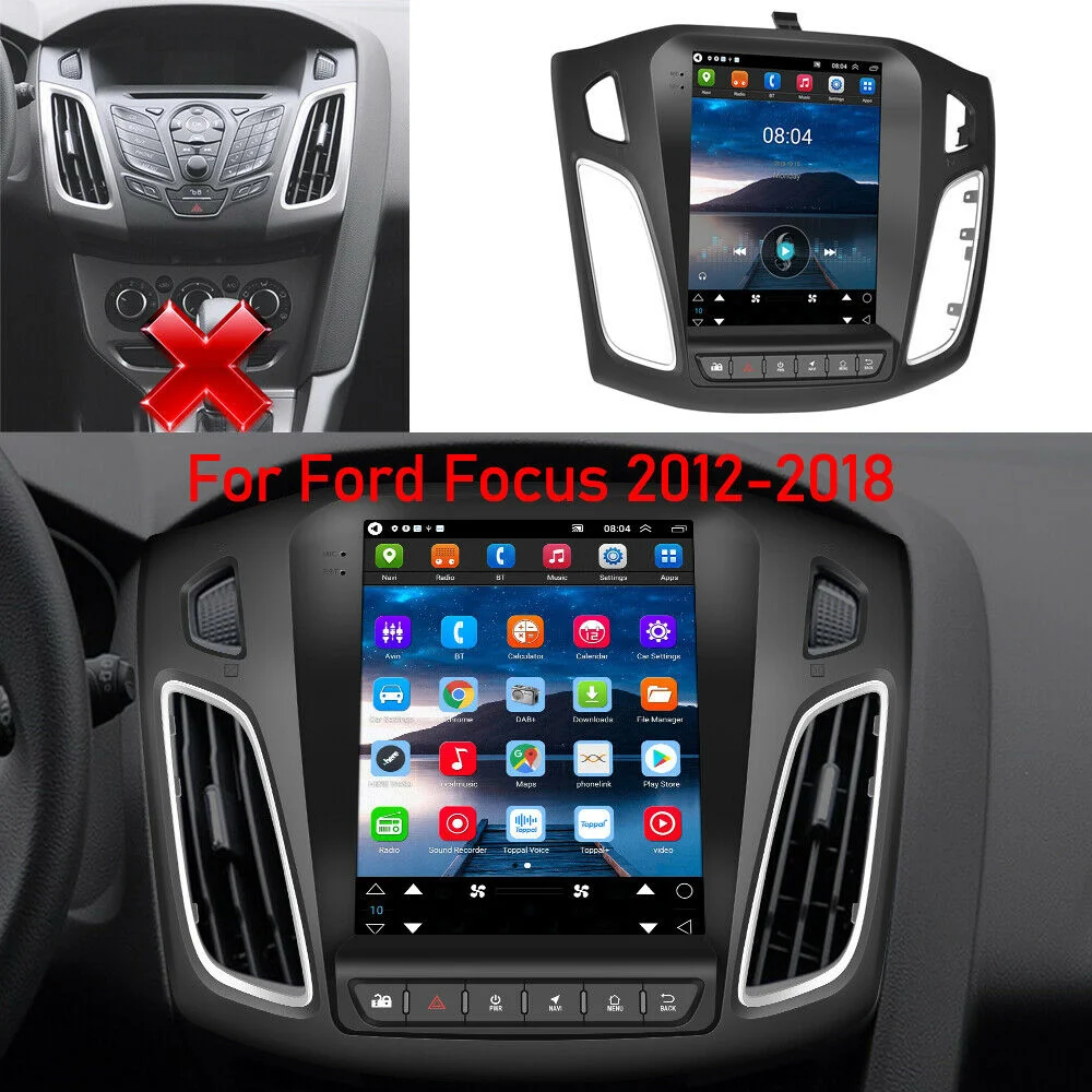 

Автомагнитола 2DIN на Android 11 с вертикальным экраном в стиле Тесла, радио, GPS, Wi-Fi, BT, проигрыватель для Ford Focus 2012-2018, мультимедийный плеер