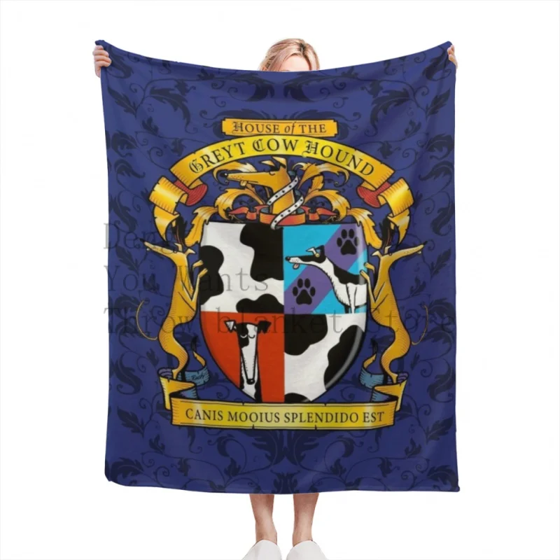 

Greyhound Heraldry Greyt Cow Hound Throw Blankets Soft Velvet Blanket Travel Bedding Fleece Blanket