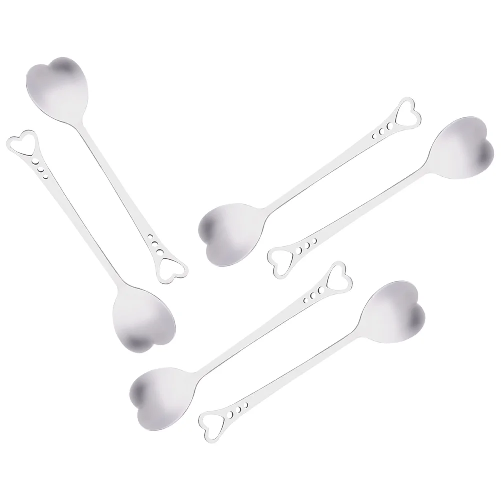 

6 Pcs Fruit Fork Stainless Steel Heart Shaped Spoon Miniture Decoration Metal Appetizer Tea