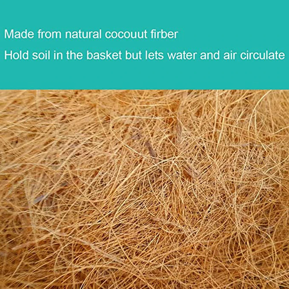 

2pcs 16inch Hanging Coco Baskets Liners Half Round Coconut Planter Vegetable Pot Liners For Wall Hanging Baskets Garden Decor