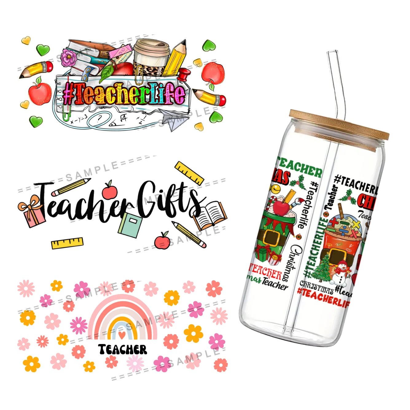 Серия школьных учителей для Libbey 16 унций банка стекло UV DTF кофейная студентов