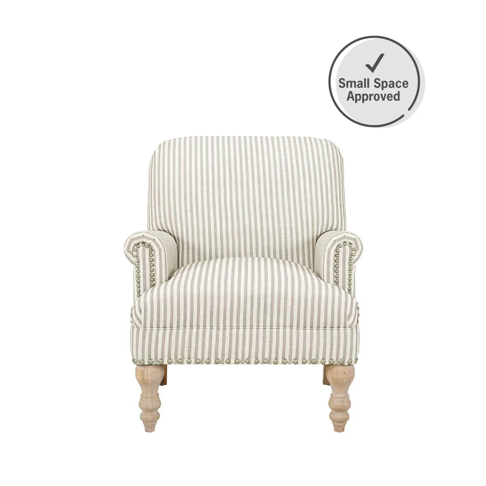 

Birch Harbor Jaya Accent Chair, Living Room Armchairs, Beige Stripe