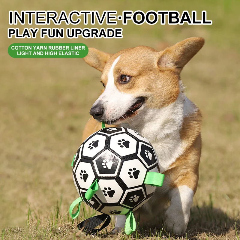 

Dog Toys Interactive Pet Football Toys with Grab Tabs Dog Outdoor training Soccer Pet Bite Chew Balls for Dog accessories