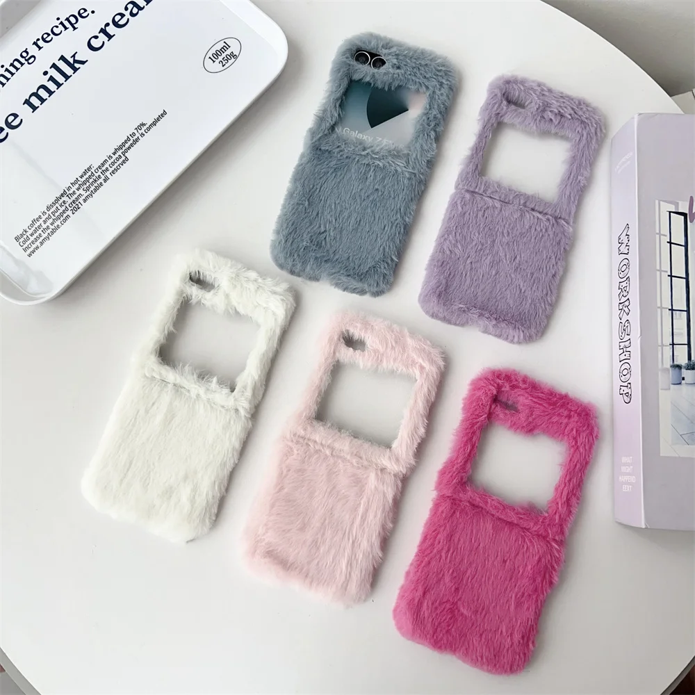 Luxury Plush Winter Warm Soft Flip 6 Phone Case for Samsung Galaxy Z flip 5 3 4 Z6 Flip4 flip5 Slim Shockrpoof flip6 Cover