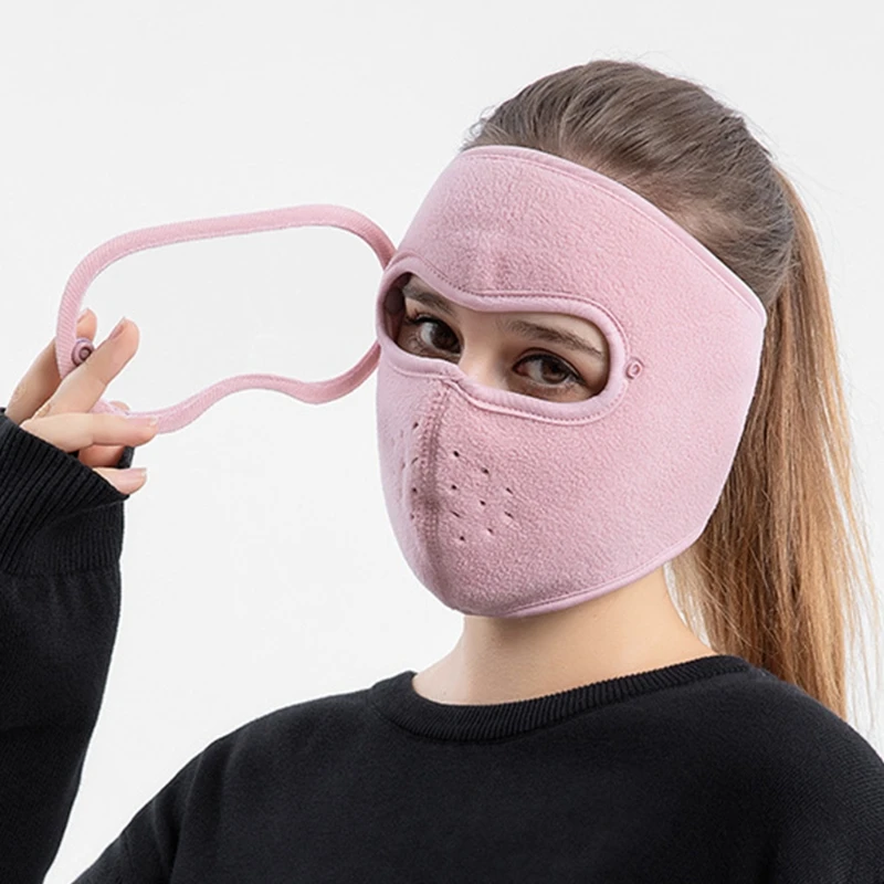 

Unisex Winter Windproof Fleece Full Face Mask with Anti-Fog Clear Eye Shield