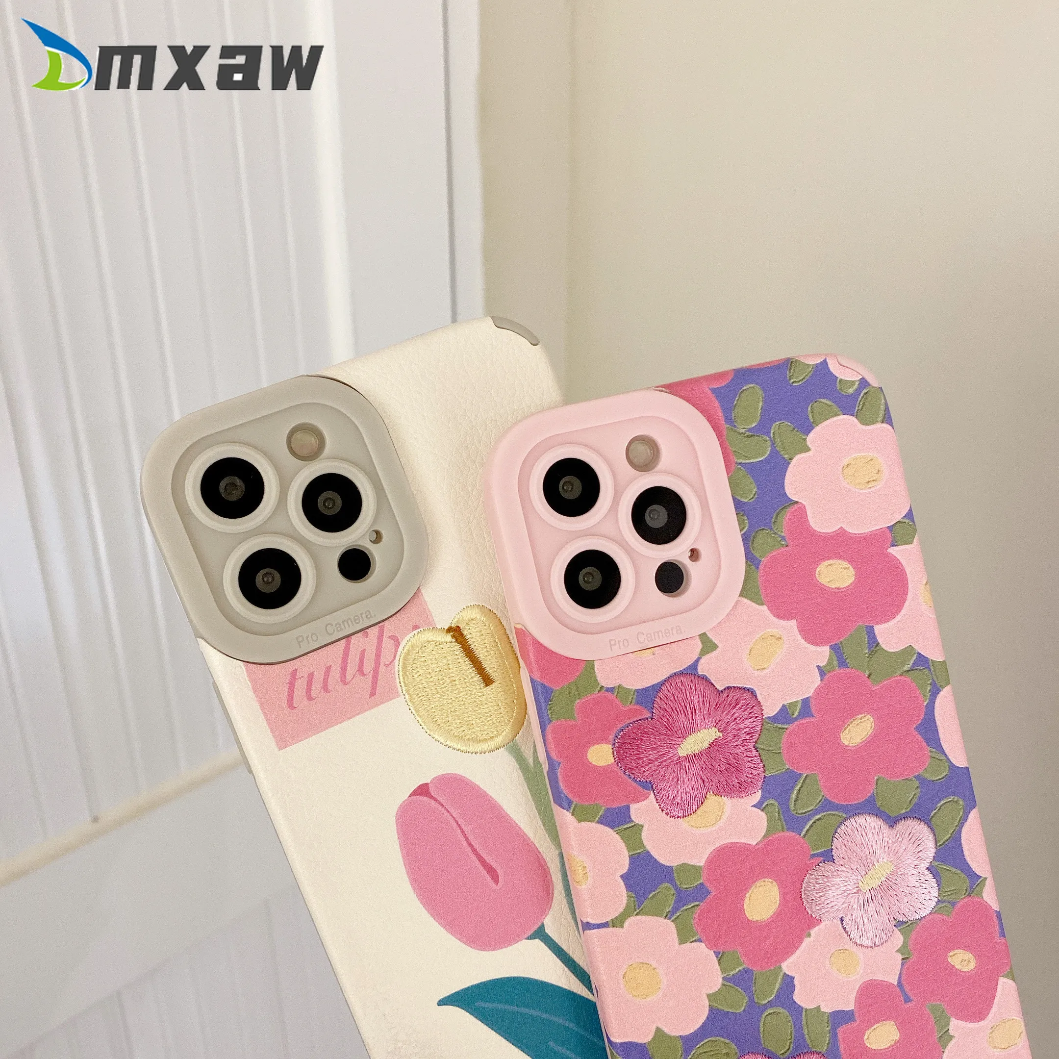 fashion embroidered tulip flower phone case for xiaomi mi 11 lite 10 10s 9 poco f3 redmi k40 k30 k20 note 8 pro soft back cover free global shipping
