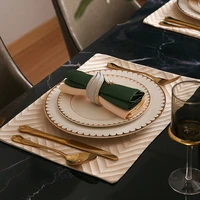 nordic full tableware of plates luxury gold knife fork spoon set food plates set ceramic dinner dishes assiette kitchen utensils