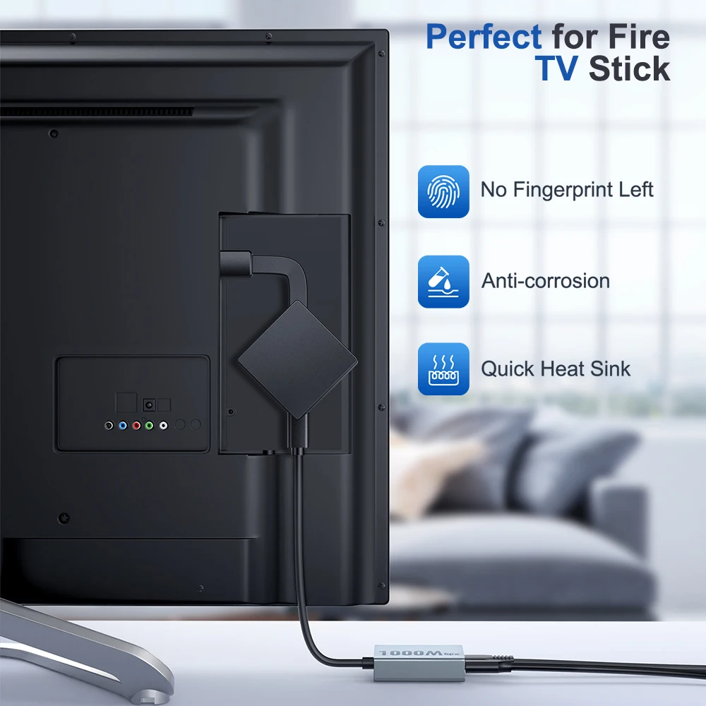 Фото Goelely 2025 Новый Ethernet-адаптер Micro USB для Fire TV Stick 1000 Мбит/с RJ45 TV Stick Адаптер, совместимый с Fire TV Stick 4K №3