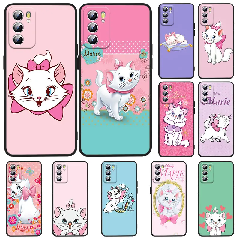 

Cute Marie Cat Phone Case For OPPO Realme 5 6 6i 6s 7 8 8i 9i c3 c11 c21Y Q3S Pro Narzo 50A 50i Master GT2 Pro Black luxury Soft