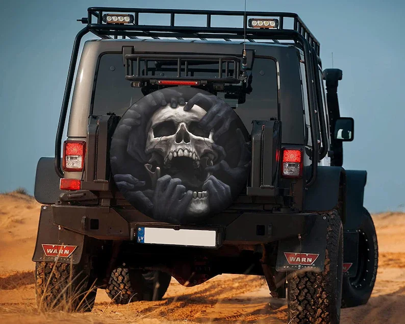 

Skull Spare Tire Cover, Sugar Skull Lover Spare Tire Cover For , Car Accessories, Funny gifts, Backup Camera or Not - G