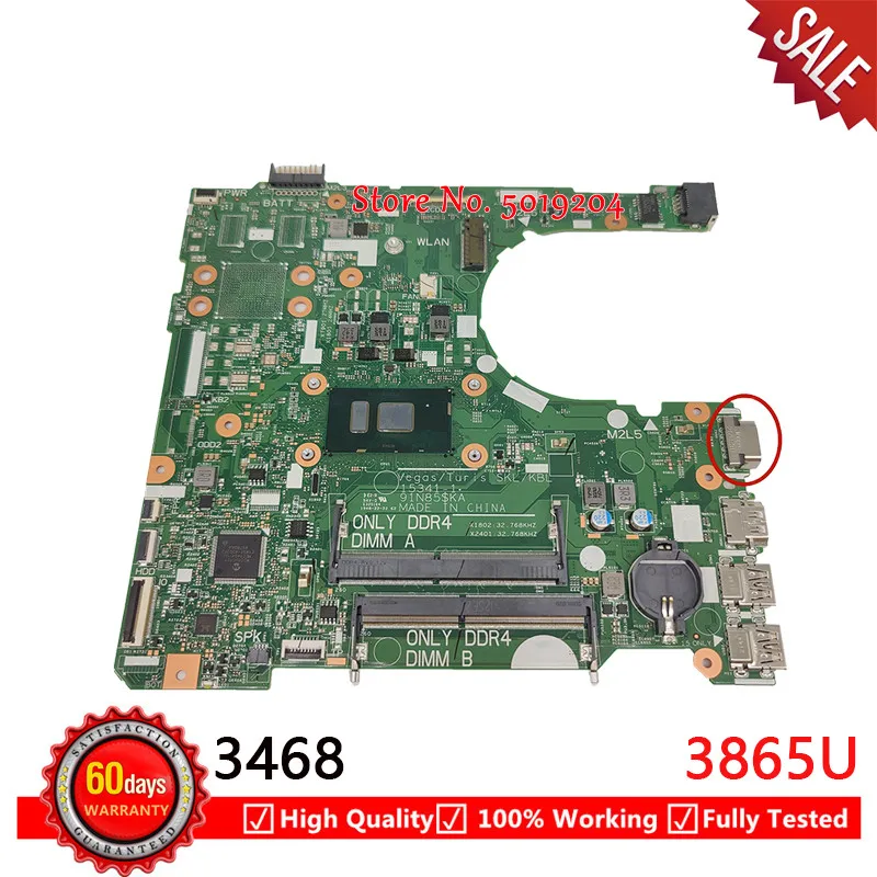 

For DELL Inspiron 3568 3567 3468 3467 Laptop Motherboard Celeron 3865U 0Y7J61 CN-0Y7J61 Y7J61 15341-1 SR349 Notebook Mainboard