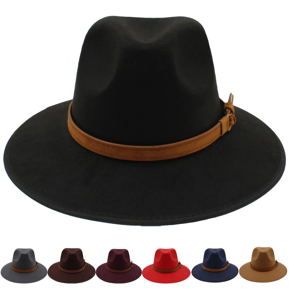 

Панама шерстяная с широкими полями для мужчин и женщин, Классическая Ретро вечерние Па от солнца, для путешествий, в уличном стиле, размеры US...