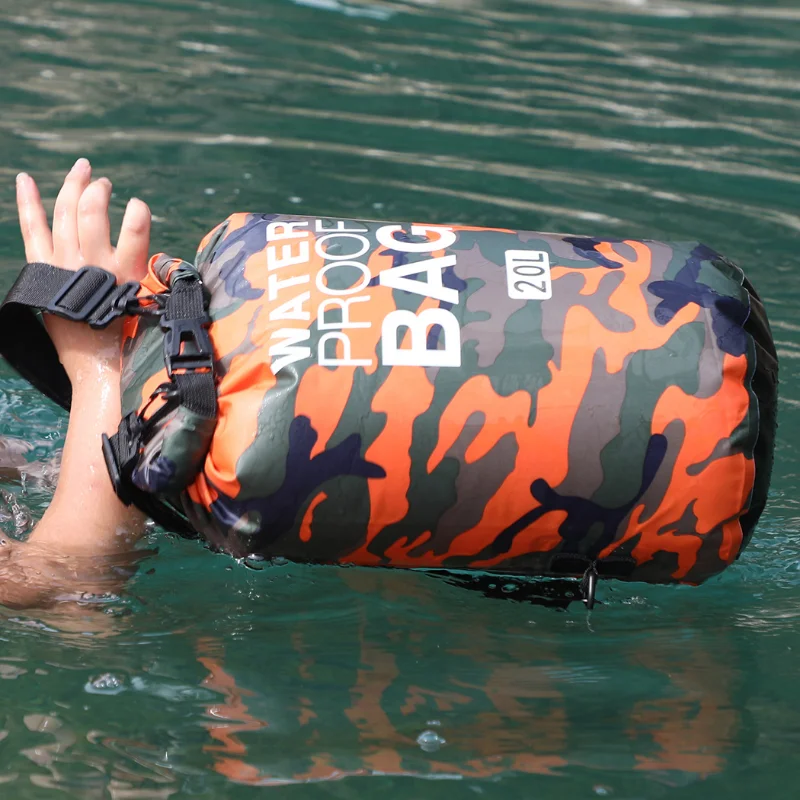 

20L Waterproof Swimming Bag Dry Sack Camouflage Colors Fishing Boating Kayaking Storage Drifting Rafting Bag Camping Equipment