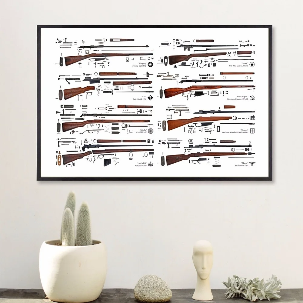 

Картина с изображением мирового пистолета и холста, настенный постер для украшения комнаты, домашний декор, картина без рамки