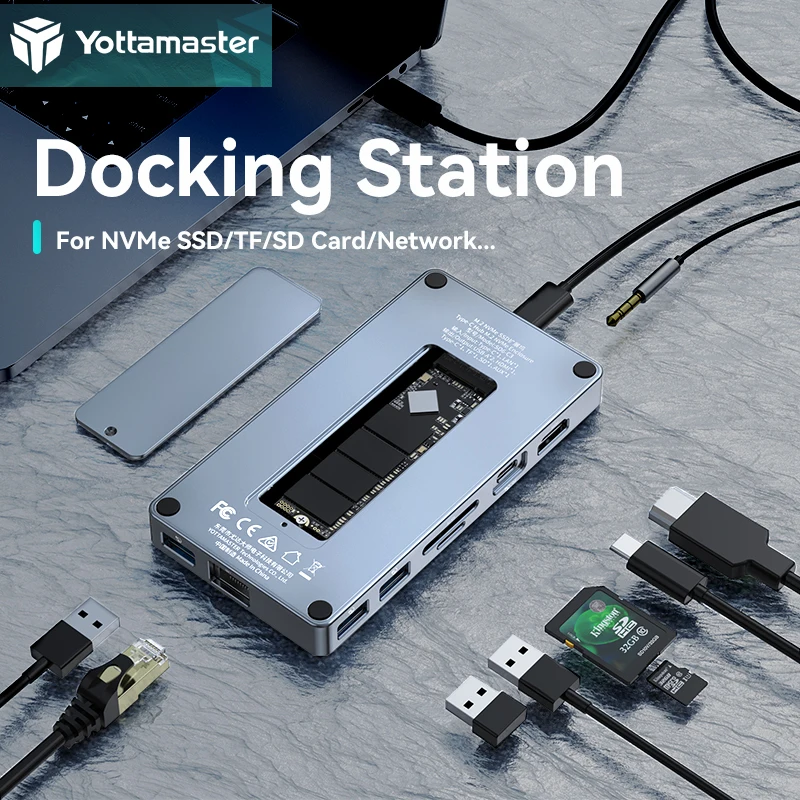 Yottamaster SO6 M2 NVMe SSD док-станция для USB 3 1 концентратор Type-C 10 Гбит/с HDMI аудио и микрофон