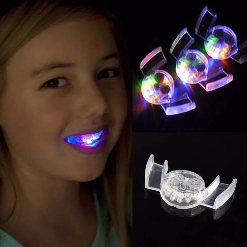 

1/5pcs Glow Tooth Funny LED Light Kids Children Light-up Toys Flashing Flash Brace Mouth Guard Piece Glow Party Supplies Gift