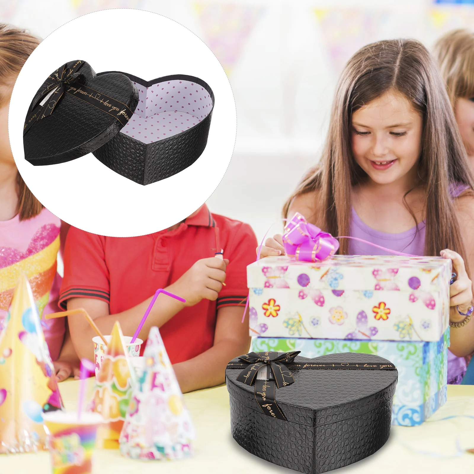 Черная подарочная коробка в форме сердца мужские подарки музыкальные шкатулки