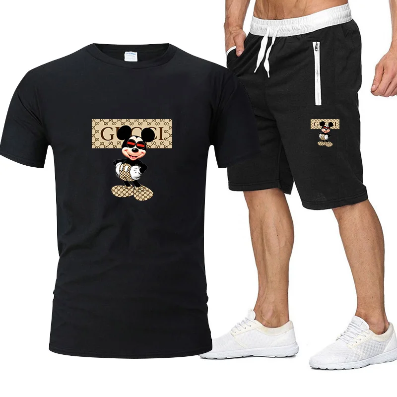 

2022New Hot Sale Summer T-Shirt Pants Set Casual Disney Fitness Jogger Pants T-Shirt Hip Hop Streetwear Fashion Men's Sportswear