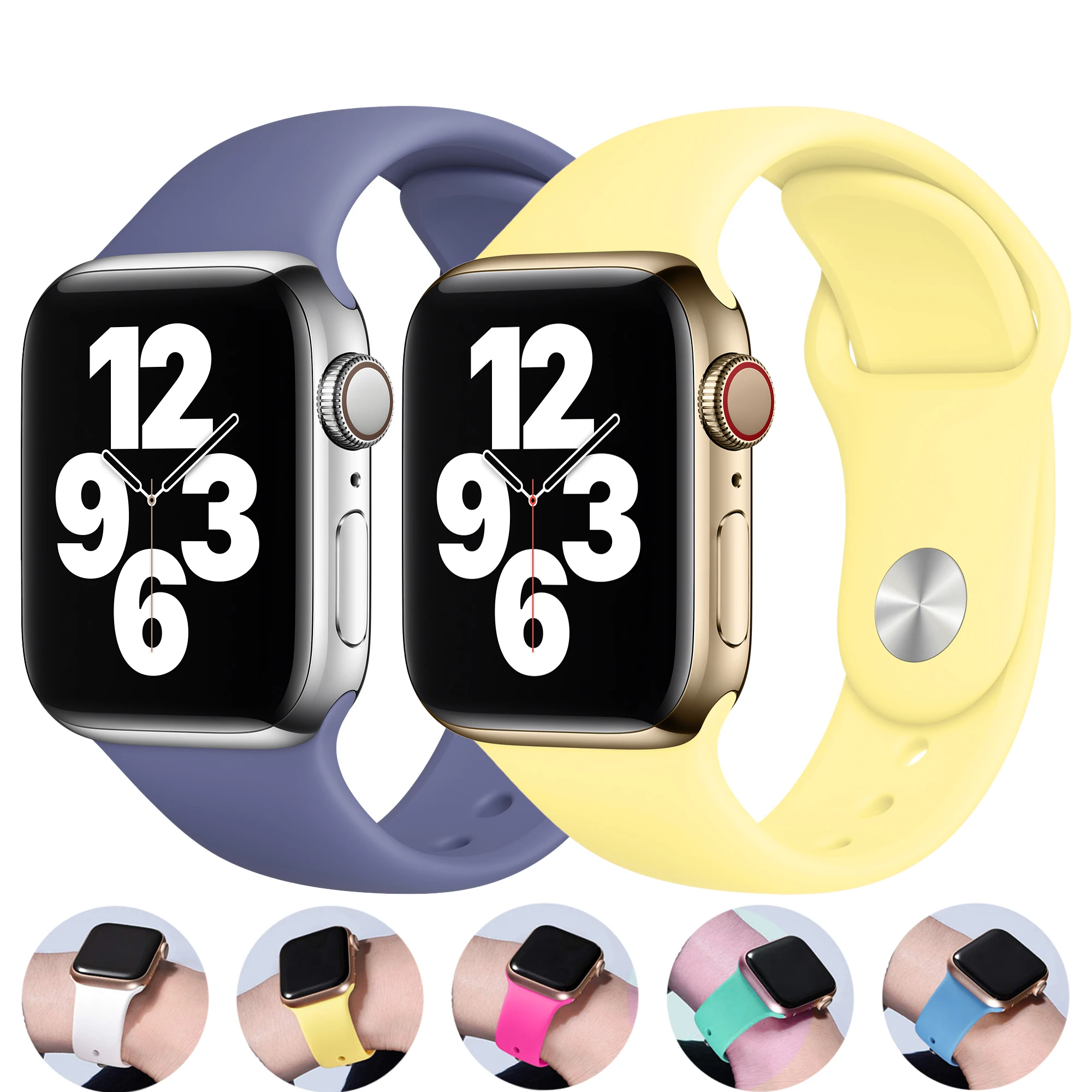 

Ремешок силиконовый для apple watch band 45 мм 44 мм 40 мм 38 мм, спортивный браслет для iwatch 6 SE 4 3 7 41 42 мм