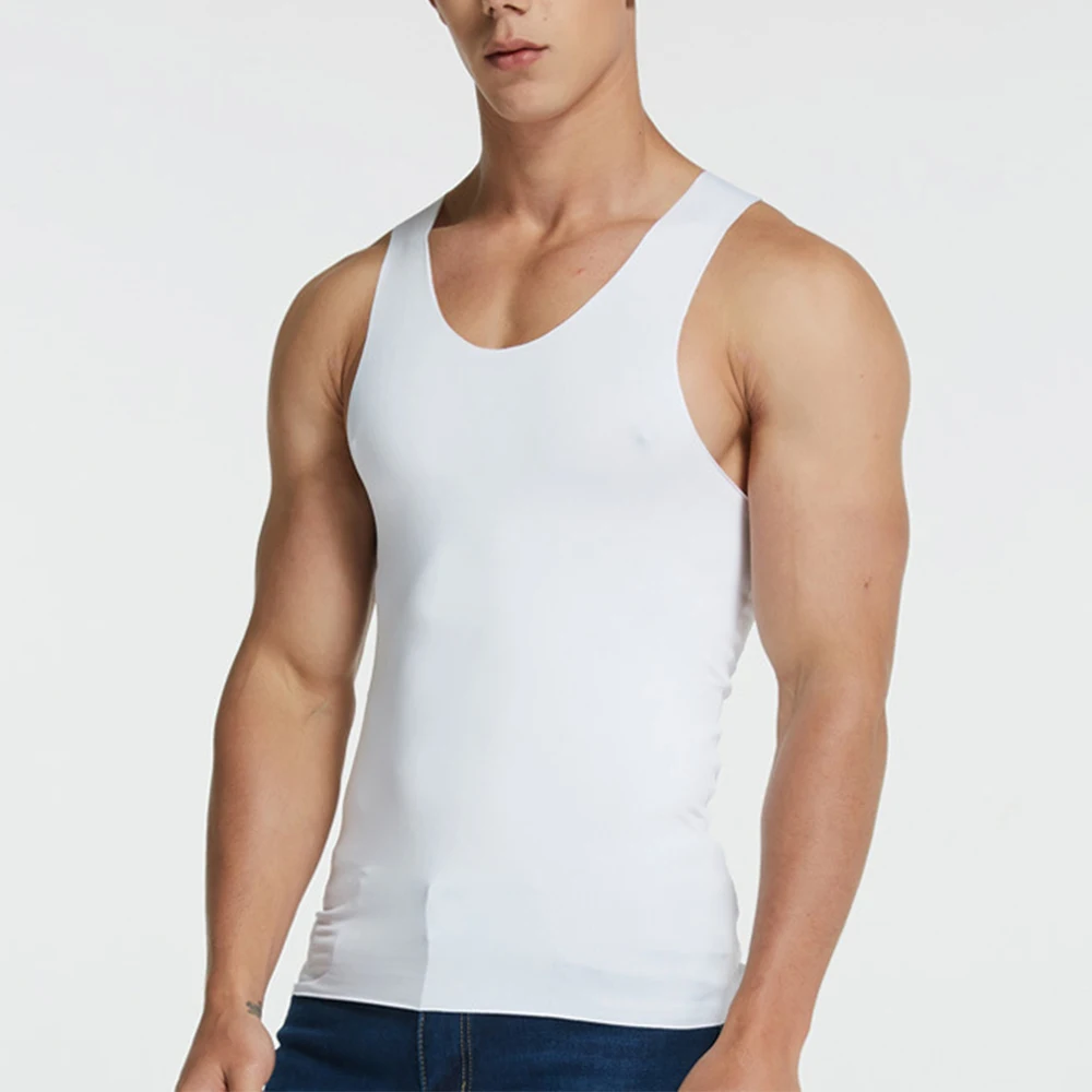 

Tops Men T-Shirt Tank Top Casual Tee Comfort Undershirt Fitness Workout Gym XL-4XL Ice Silk Mens Sport Breathable