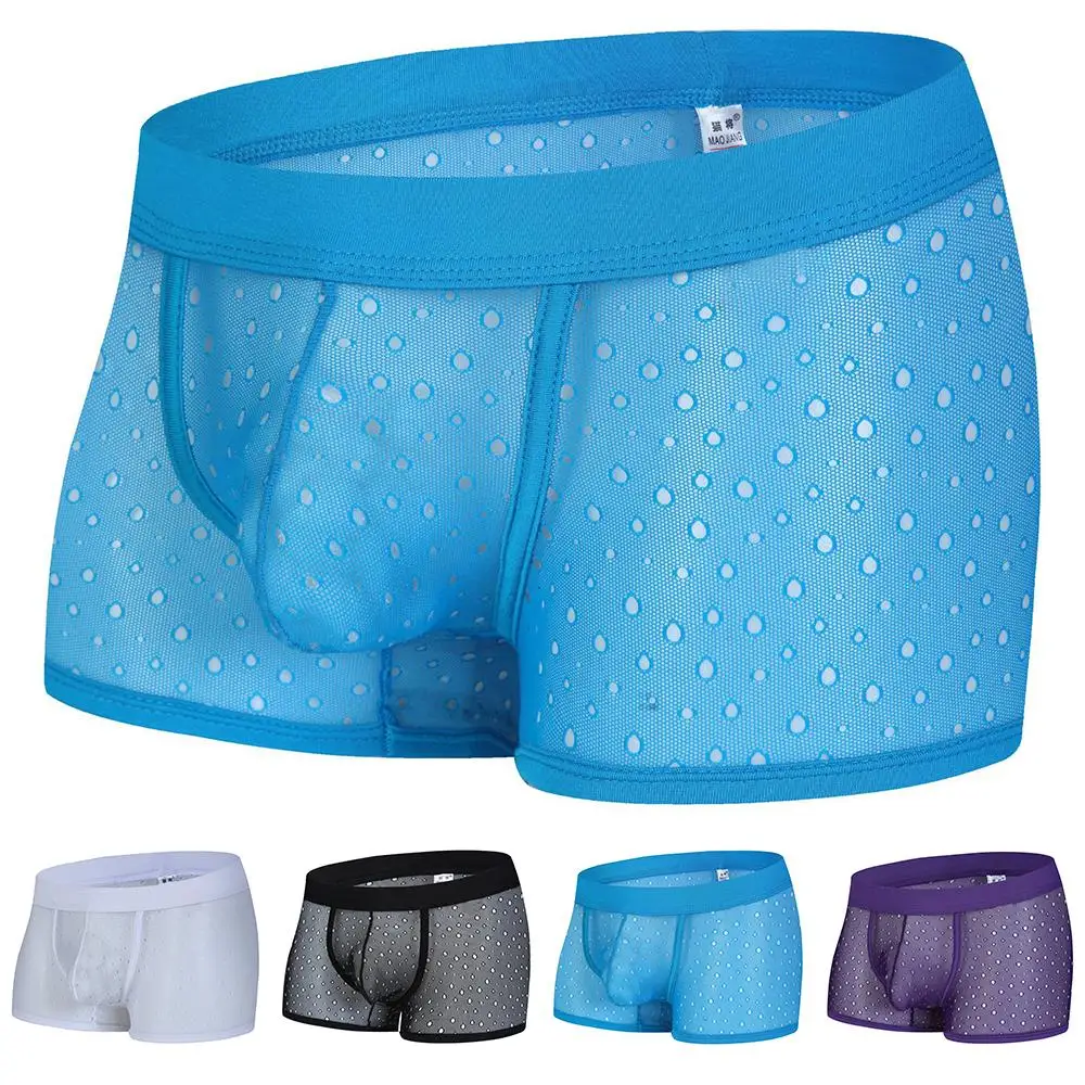 

Men Sexy Lingerie See-through Hollow Shorts U Convex Pouch Lingerie Boxer Briefs Mesh Pouch Trunks Underwear Panties Shorts
