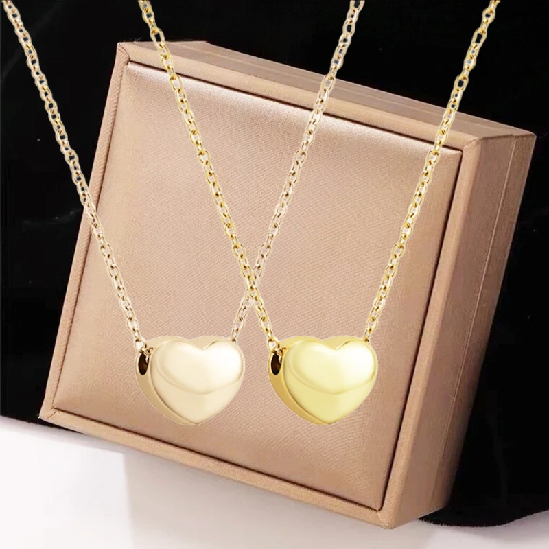 

Мужские и женские золотые ожерелья в форме сердца милые модные ожерелья из нержавеющей стали роскошные корейские подарочные украшения