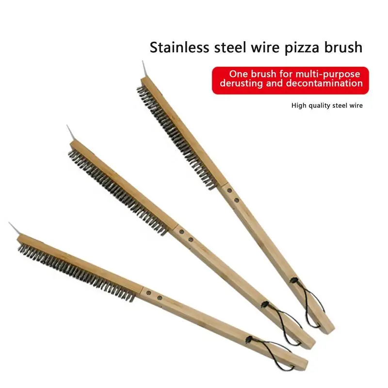 

Профессиональная медная щетка для печи пиццы, скребок, зеркальная латунная щетка для чистки, кухонный инструмент с длинной ручкой