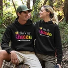 Толстовка с капюшоном для мужчин и женщин, модная одежда для пар, пальто с длинным рукавом, с принтом She's My Queen, I'm His Queen, свитер с капюшоном для влюбленных