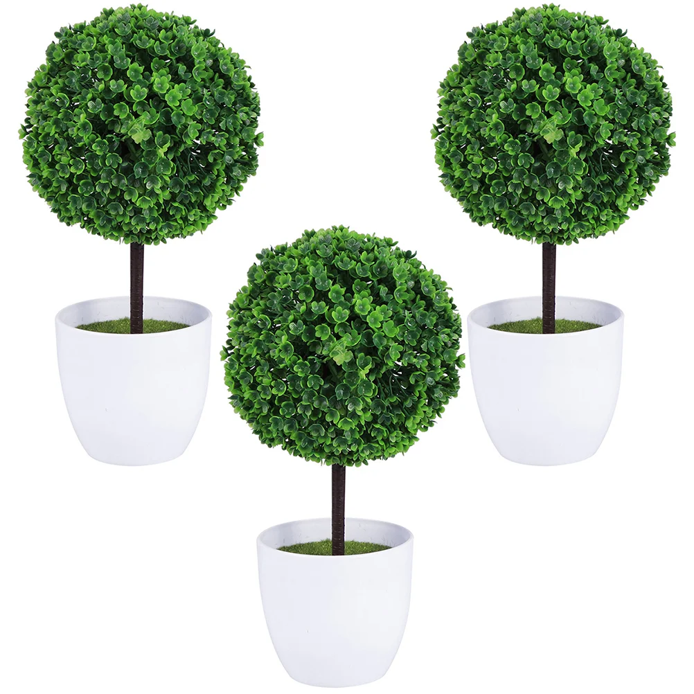 

3 Pcs Wreath Artificial Cherry Ball Bonsai Decor Outdoor Faux Plants Fake Desktop Ornament Shrubs Lifelike Cactus Simulation