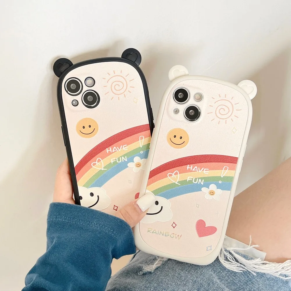 

Rainbow Cloud Pattern Bear Ears Case For iphone11 11ProMax XSMAX XR XS X 13 13Pro 13ProMax 12 12Pro Soft Shell
