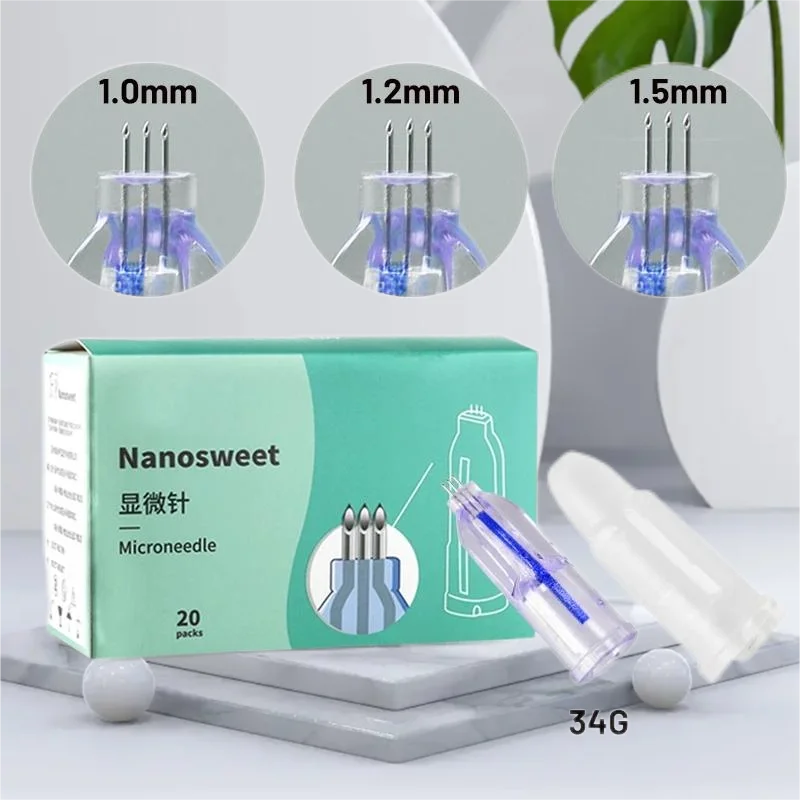 Nanosoft Microneedles 34G 1.5mm 1.2mm 1.0mm Fillmed Hand Three Needle for Anti Aging Around Eyes and Neck Lines Skin Care Tool