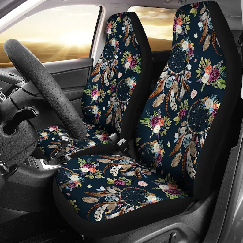 

Dream Catchers Spiritual Floral Flowers Car Seat Covers Pair, 2 Front Seat Covers, Car Seat Protector, Car Accessories
