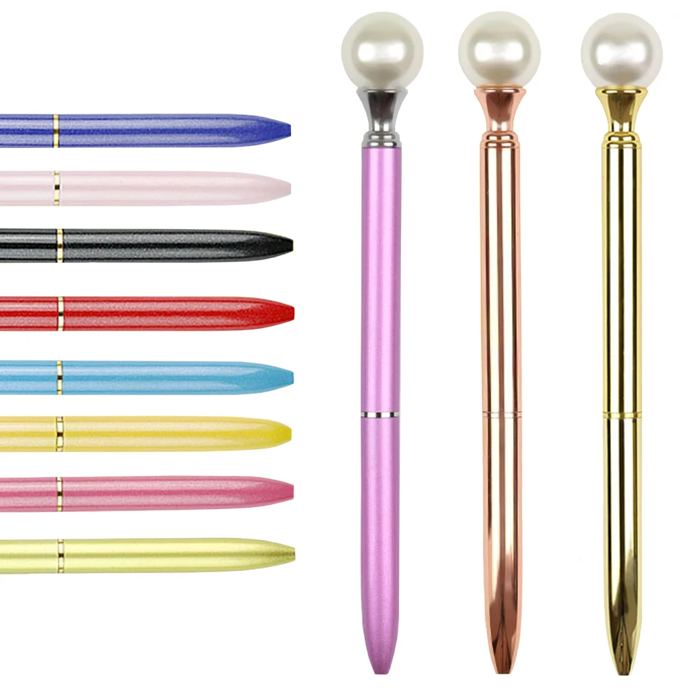

High Quality Glitter Large Pearl Hat Model Business Office School Stationery Ballpoint Pen 1.0mm Financial ball point pens