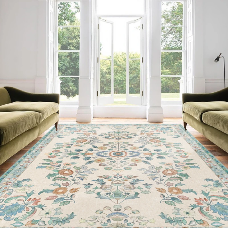 

Carpet for Living Room Retro Floral Pastoral Printed Large Area Bedroom Rugs Home Decoration Luxury Cloakroom Mat ковер Tapis 러그