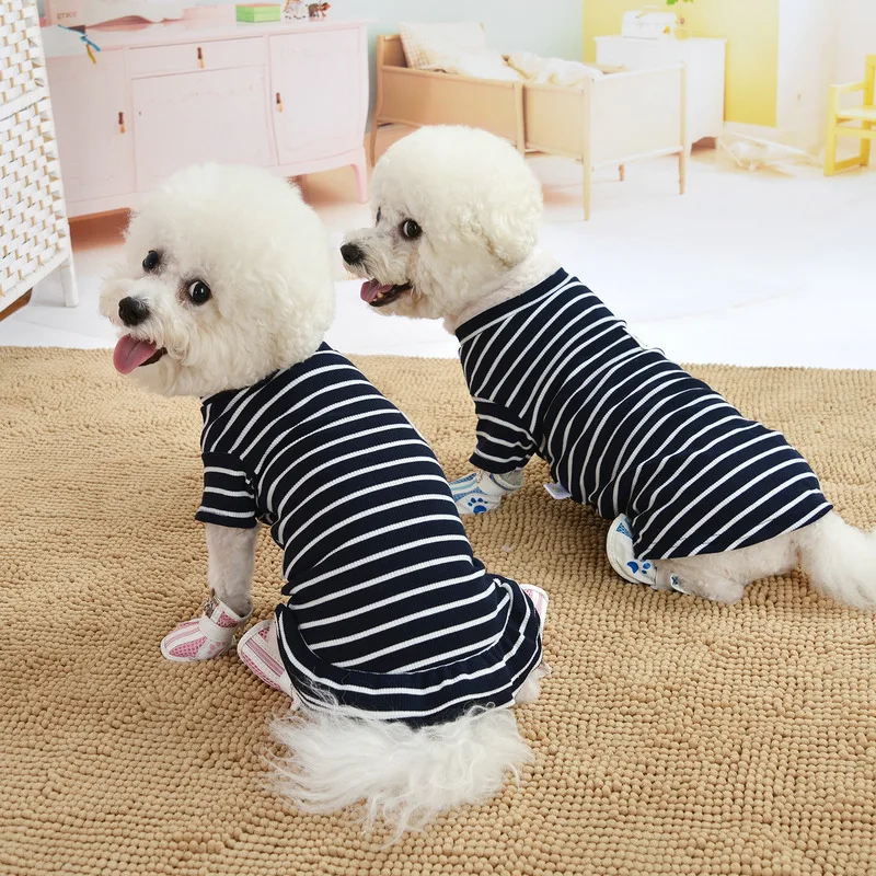 

Fashion Smiling Face Striped Dog Shirt and Dress Jacket Cat Dog Clothing Chihuahua Small and Medium Dog Clothes