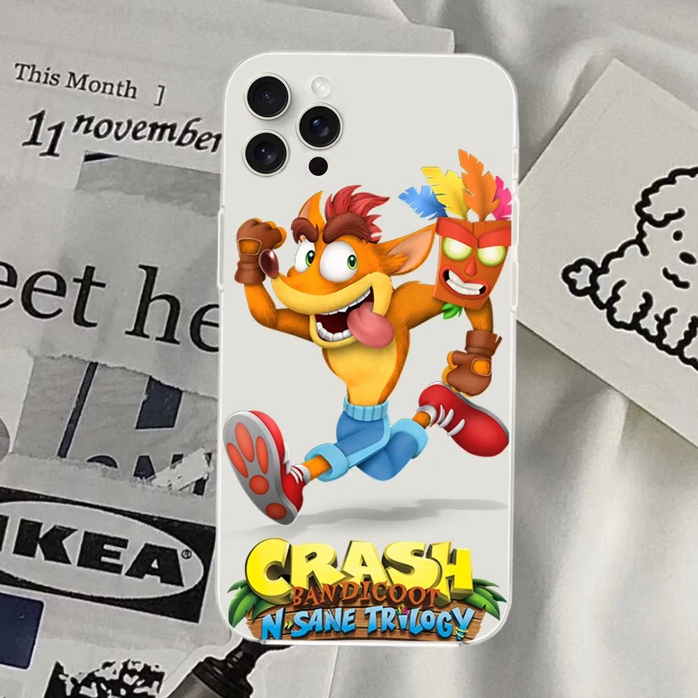 Чехол для телефона Game C-Crash B-Bandicoot iPhone Mini Plus 11 13 12 14 15 8 Pro XS Max X SE XR прозрачный корпус