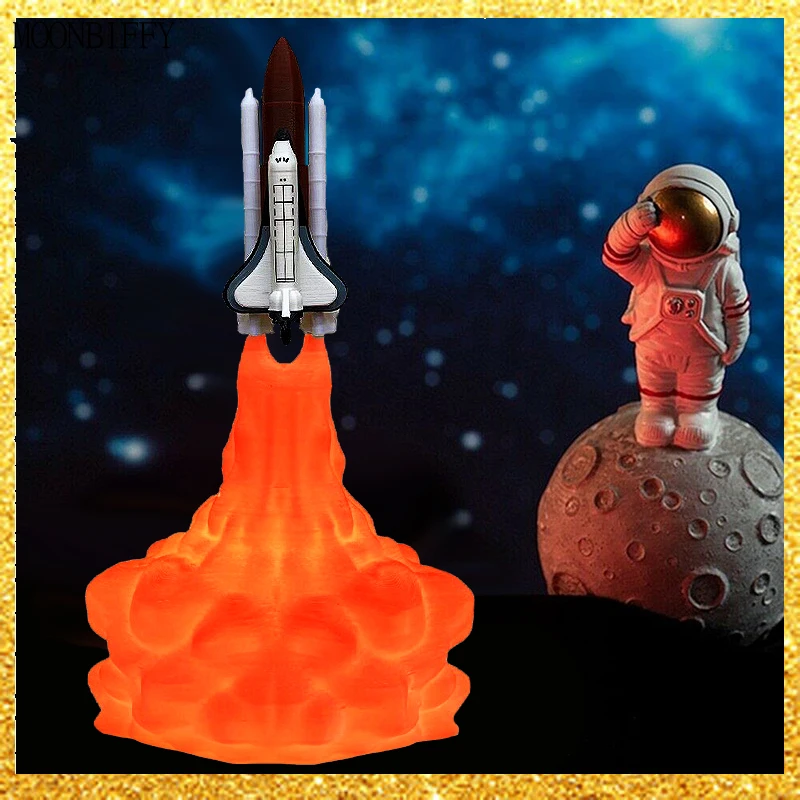 

3D Printing Creative Rocket Lights 16 Colors Space Shuttle Night Lights USB Rechargeable Children's Bedroom Lights Home Decor