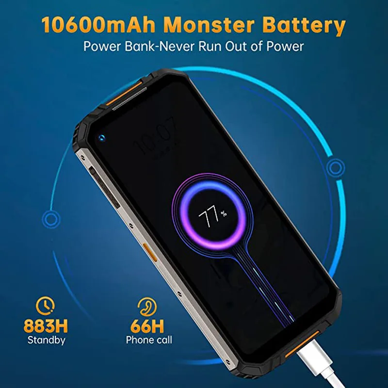 Oukitel WP16 Rugged Smartphone 8GB 128GB Android 11 NFC Mobile Phone Large Battery 10600mAh Octa Core 20MP Camera CellPhone