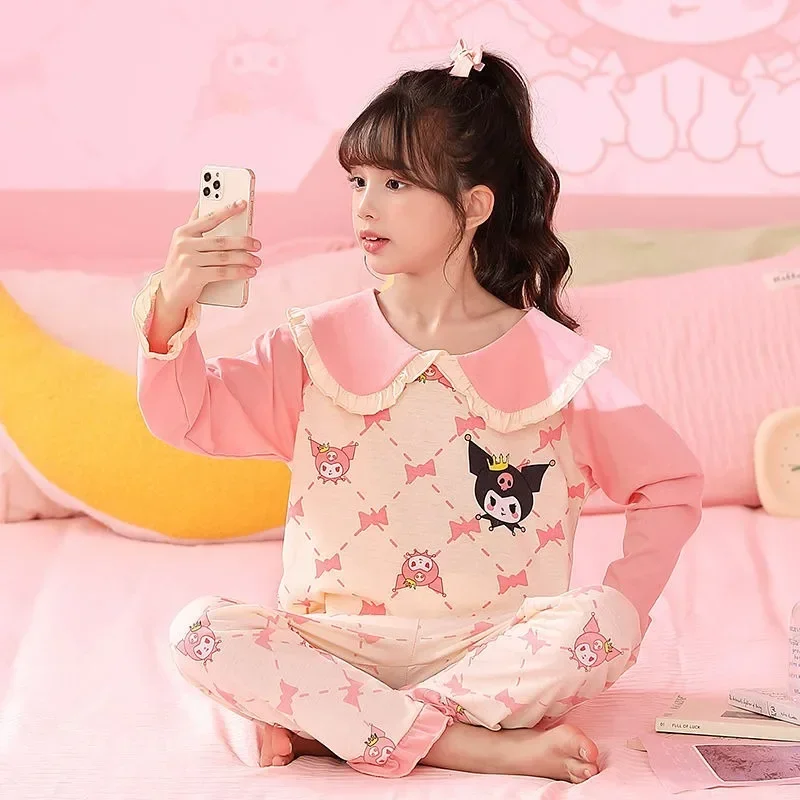 

Sanrio Kuromi cartoon anime girls long-sleeved long pants pajamas My melody ins style parent-child mother-daughter home clothes