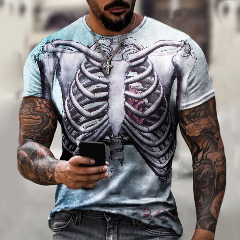 Мужская футболка с коротким рукавом и круглым вырезом 3D-принтом