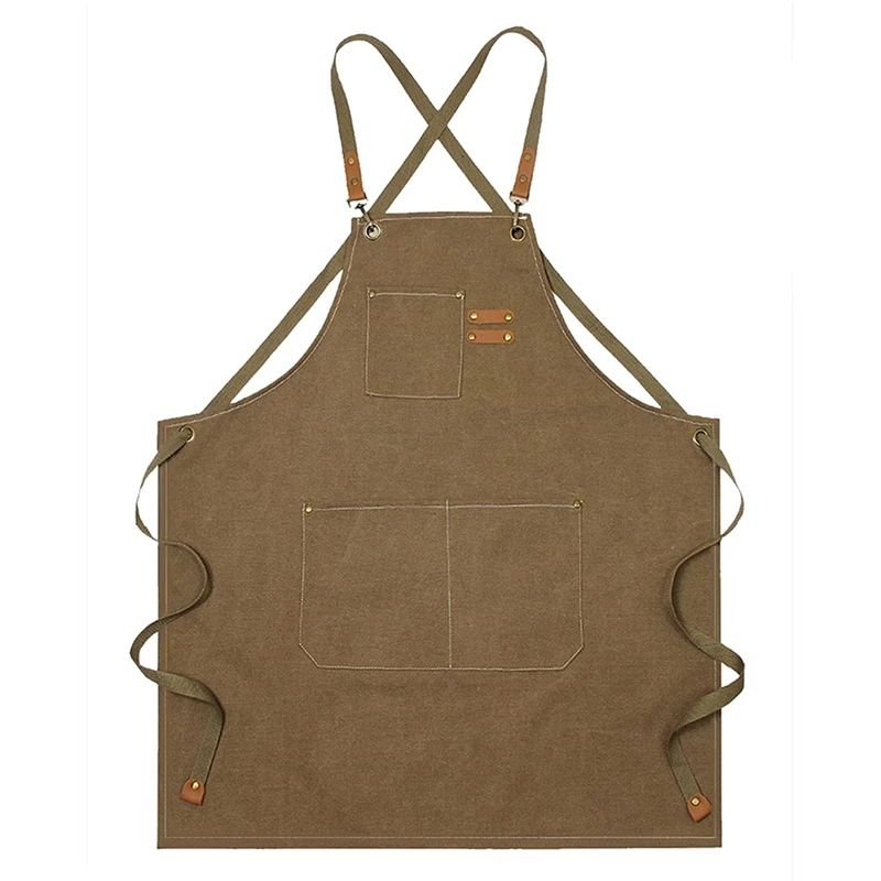 

Unisex Canvas Work Apron Carpenter Apron With 3 Tool Pocket For Workshop Kitchen Garden Pottery Craft